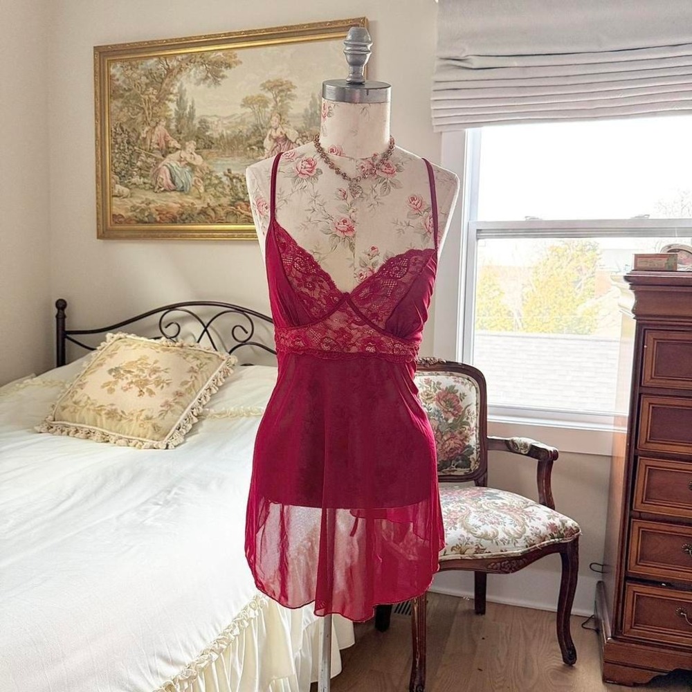 red‎ lace slip dress  y2k avidlove red lace slip dress size medium